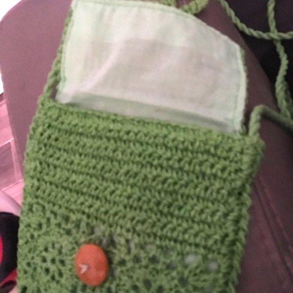 Crochet Small Light Green Small Green Crossover Bag/Purse Travel/Vacation Purse - Picture 7 of 8